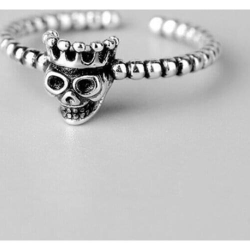 New Thai Personality Creative Skull Jewelry Retro Hip Hop Style Twist Exquisite Opening Rings