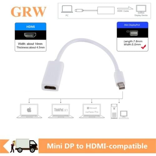 Grwibeou Mini Display Port DP Male to HDMI-compatible Female Adapter Converter Cable For Apple Mac Macbook Pro Air Laptop