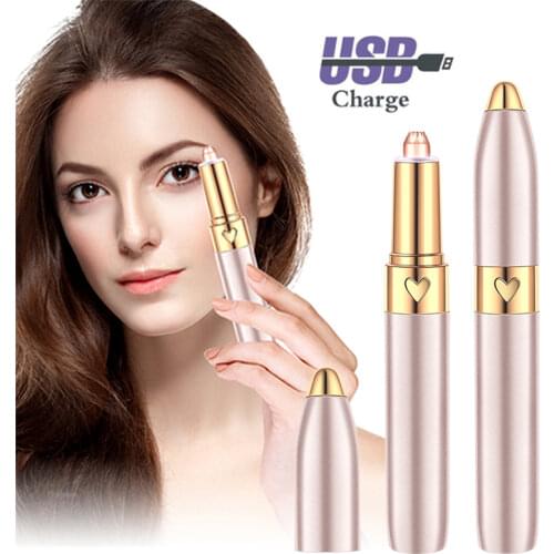 Rechargeable Electric Eyebrow Trimmer Makeup Painless EyeBrow Lipstick Epilator Mini Shaver Razors Portable Facial Hair Remover