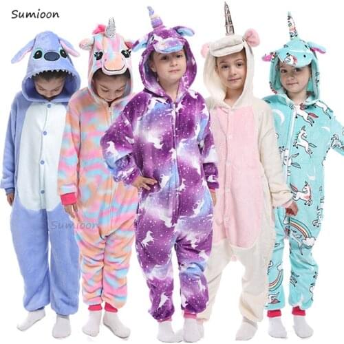 Kigurumi Unicorn Pajamas Childrens Sleepwear for Boys Girls Animal Overalls Panda Anime Costumes Jumpsuit Onesie Kids