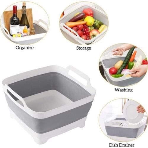 Foldable food filter drain basket vegetable sink space-saving kitchen storage basket can be used for camping fruit cleaning