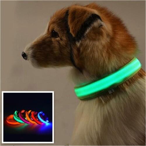 Hot Sale Flashing Light Glowing Pet Dog Collar Gem Light LED Supplies Products Dog Leash Adjustable Pet Luminous Safety Collar