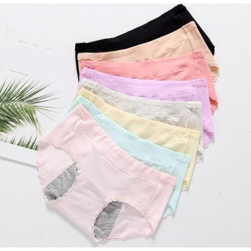 Comfortable Cotton Breathable Panty Mid-waist Briefs Sexy Mid-Rise Underwear Women Sexy Lace Stitching Panties New Arrival Y1