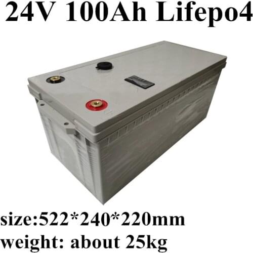 High capacity LCD Display Lifepo4 24V 100Ah lithium ion phosphate battery for RV Camper Go Cart+10A charger