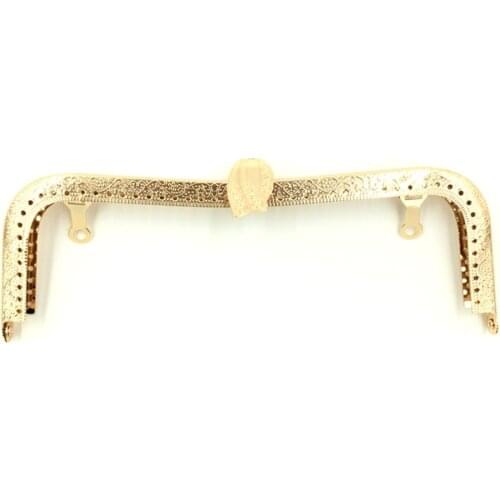 10Pcs Rose Gold Purse Bag Clutch Metal Rectangle Frame Kiss Clasps Fermoir Lock No Rhinestone Handbag Handle 20x7.5cm