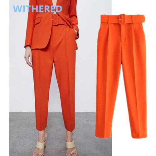 Jenny&Dave women pantalones england style simple multicolor solid sashes straight suits mujer pantalon femme trousers women