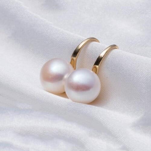 1Pair Pearl Women Hanging Earrings One Direction Natural Freshwater Pearl Party Wedding Fashion Round Pearl Jewelry Wholesale