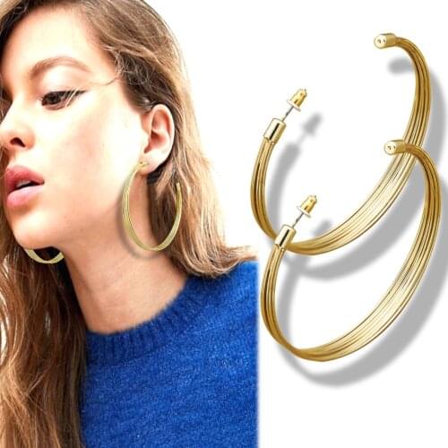 RUNWAY Gold Egypt Cleopatra 80s Multi Memory Fine Wire Hoop Circle Women Earrings Boho Gypsy Oorbellen Orecchini Jewelry