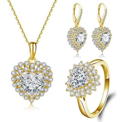 QYI 14K Solid Yellow Gold Woman Ring 1.25 ct Heart cut Shiny zircon Ring Engagement Wedding Lovers Jewelry Gift