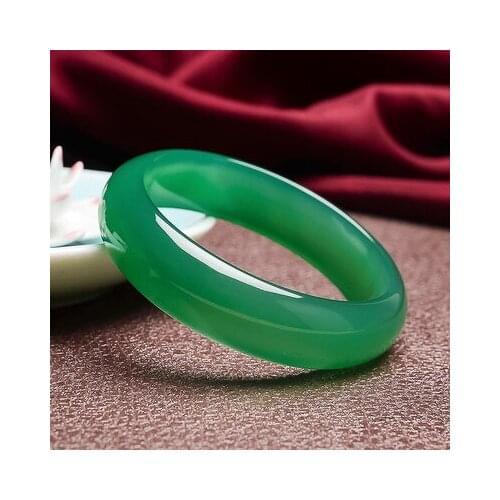 Zheru Jewelry Natural Agate Chalcedony Green 54-64mm Bracelet Elegant Princess Jewelry For Mom For Girlfriend