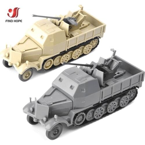 1/72 4D SD.KFZ.7/2 Half track Anti-aircraft Armoured Vehicle Assemble Model Air Defense Military Built Block Sandpan Game Toy