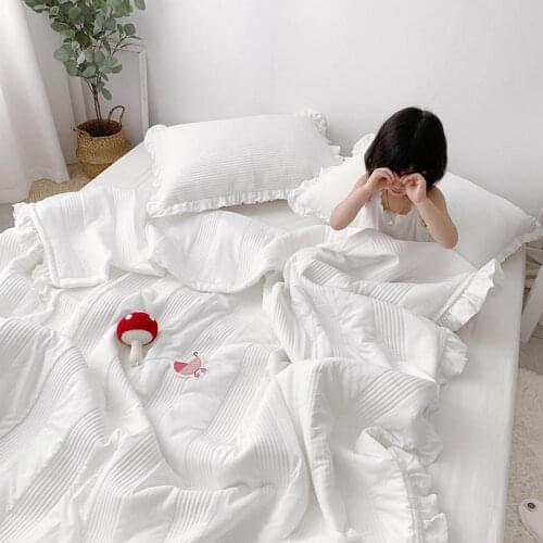 1 piece of mattress pad Korean solid color long pillow deep stitch quilted bedspread queen quilt (pillowcase free)
