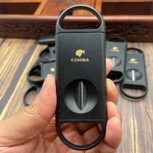 10Pc/Lot COHIBA Plastic Handle Stainless Steel V-Cut Shaped Blade Cigar Cutter Scissors Clipper Part Cuba Accessories