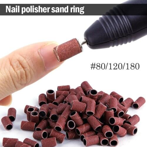 100/50pcs Sanding Cap Band for Electric Manicure Machine 180/120/80 Grit Nail Drill Grinding Bit Files Pedicure Tool Accessories