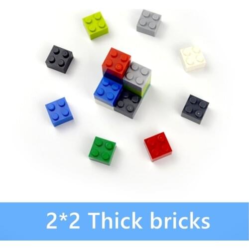 100pcs 2*2 Dot Thick bricks multiple color Educational Creative DIY Bulk Set Building Blocks Compatible with leduo classic parts