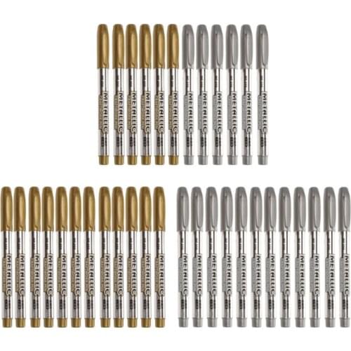 12Pc Gold Silver Resin Drawing Pen Graffiti Highlights Metallic Permanent Marker