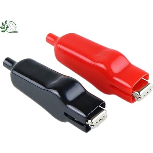 2PCS Sheathed Alligator Clips Electrical DIY Test Leads Alligator Double-Ended Crocodile Clips Roach Jumper Wire Connector Plug