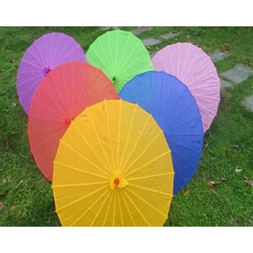 2019 Chinese Colored Fabric Umbrella White Pink Parasols China Traditional Dance Color Parasol Japanese Silk Props