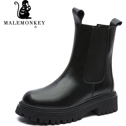 2021 Winter Women Boots Platform Chelsea Short Boots Fashion Sexy Thick Bottom Non Slip Ankle Boots Female Black High Qualtiy