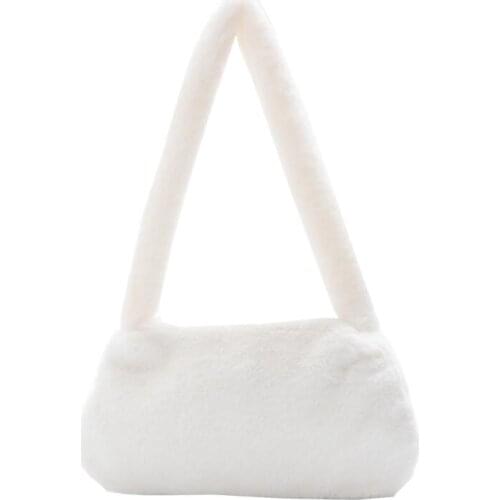 3pcs Stuff Sacks Winter Vintage Zebra Pattern Shoulder Underarm Bag Female Plush Autumn Handbag Soft Warm Fur Tote Purse