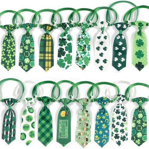 36 Pcs/Lot St. Patricks Day Dogs Cats Green Necktie Puppy Ties Adjustable Pet Grooming Accessories