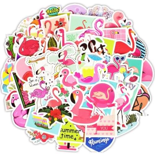 50pcs Hawaii Party Flamingo Stickers for DIY Gift Tag Suitcase Kids Notebook Birthday Party Decorations Wedding Decor Supplies