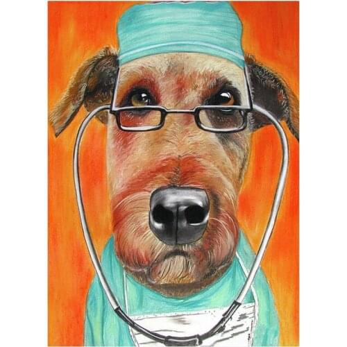 5d diy Diamond Painting Dogs Doctor Full Square drill Mosaic full Embroidery display Cross Stitch Wall Decor C398