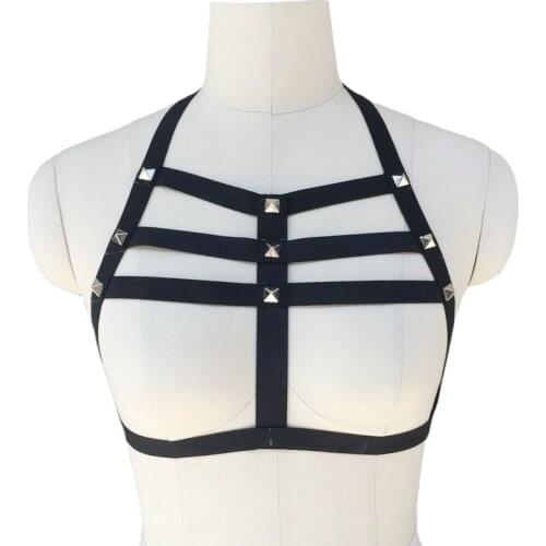 Free shipping 2017 newest Womens exotic costumes Black corset Bandage Sexy fashion Women bondage harness elastic strap Bra