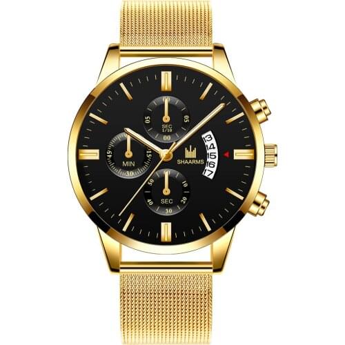 Hot Men Sport Watch Black Mesh Band Stainless Steel Quartz Watches Luxury Date 2019 New Fashion Man Wristwatch Relogio Masculino