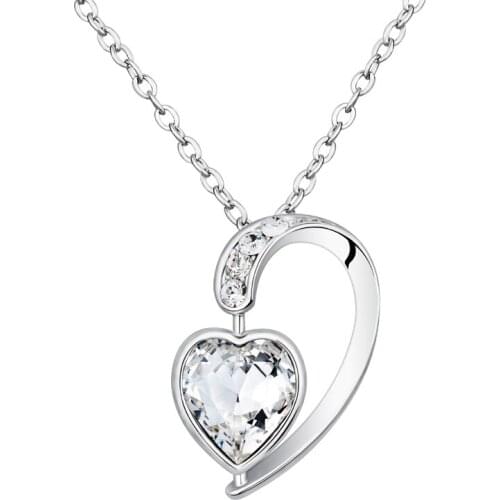 COCOM Romantic and Creative Heart Shaped Pendant Necklace with Crystal from Austria Cute Women Fashion Jewelry for Girlfriend