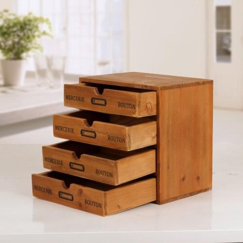 Wooden Box Storage Wooden Drawer Chest of Drawers Cosmetic Jewelry Organizer Office Home Decor Desktop Storage Box WF