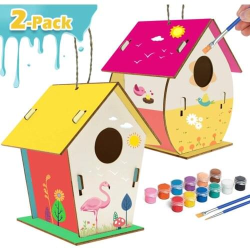 Wooden Bird Nest Puzzle Toys DIY Hand-painted Graffiti Toys for Children Handmade Painting Early Educational Toys Birthday Gifts