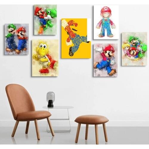 Cartoon Art Canvas Printings Poster Home Decoration Mario Paintings Wall Artwork Pictures Modern Living BedRoom Home Decoration