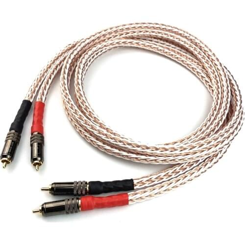 HiFi Audio Line 8TC 7N OCC Pure Copper RCA Cable Gold Plated Plug Pair