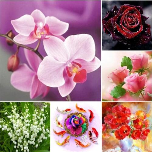 5D DIY Diamond Painting Rose Flower Cross Stitch Full Drill Diamond Embroidery Rhinestone Mosaic Picture Home Decor Gift