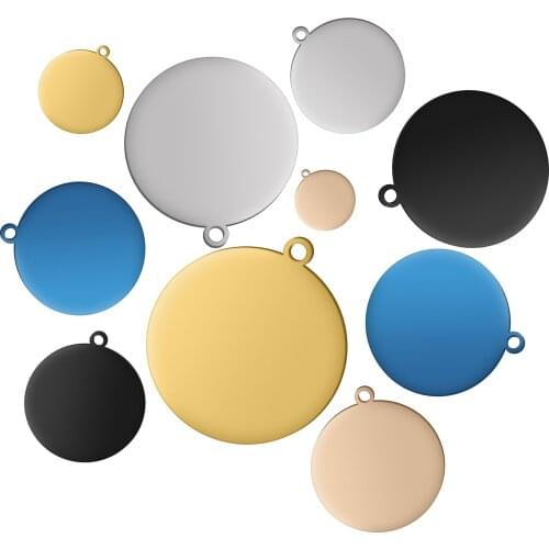 20pcs/lot 304 Stainless Steel Accessory Jewelry 1.5mm Thickness Round Pendant 7 size and Multicolor for Engraved Making