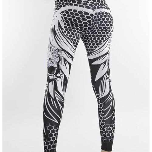 2019 New Honeycomb Skeleton Head Printing Leggings Push Up Elastic High Waist Trousers Ropa De Deporte Mujer Ez