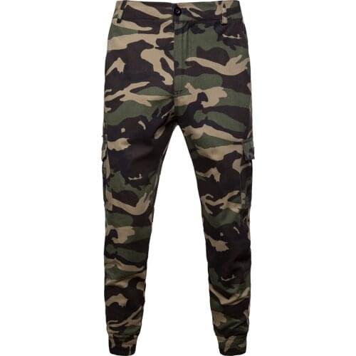 HOT 2019 Outdoor autumn winter camouflage multi pocket track pants men joggers hiking cotton combat military cargo trousers