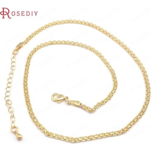 40494)1PC Full length 43CM 24K Gold Color Copper Necklaces Finished Chains Jewelry Making Supplies Diy Findings Accessories