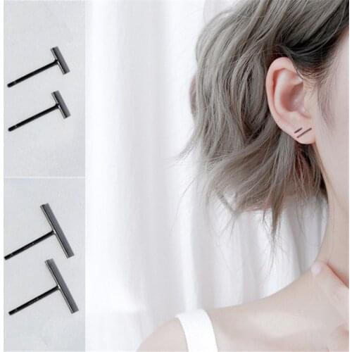 Punk Stick Studs Earrings Simple Geometry T Bar Stud Earrings For Women Girls Jewelry Brincos Bijoux Wholesale Small/Large