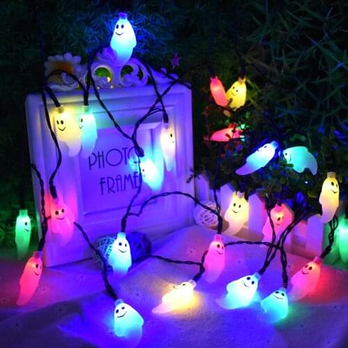 Solar Christmas Decorations String Lights 30/50 LED Waterproof Cute Ghost LED Holiday Light for Outdoor Decor 2 Modes Lighting