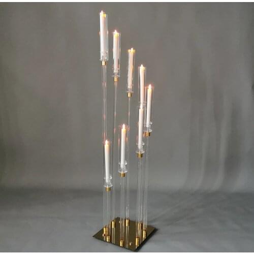 Crystal Candle Holders 8Heads Table Candelabra Wedding Centerpiece Pillar Stand Road Lead Party Candlesticks Home Decor