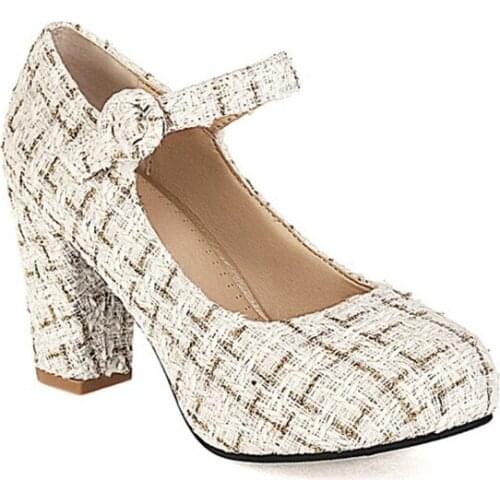 Big Size 2021 Mary Janes Women High Heels Fashion Platform Shoes Women Elegant Pumps Dress