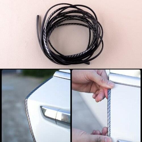 Universal 5m 16ft U-Shape Black Carbon Fiber Texture Car Door Moulding Rubber Scratch Protector Strip Edge Guard Trim
