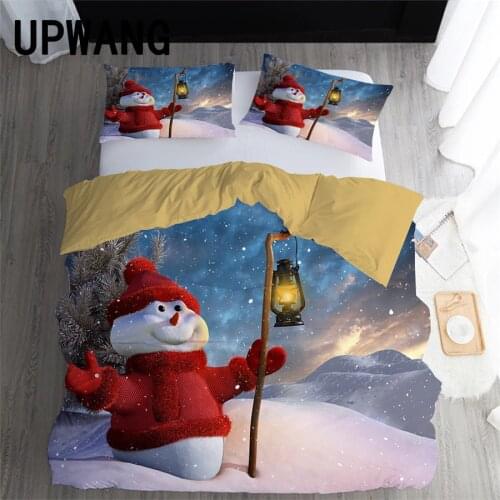 UPWANG 3D Bedding Set Snowman Christmas Printed Duvet/Quilt Cover Set Bedcloth with Pillowcase Bed Set Home Textiles #XR12