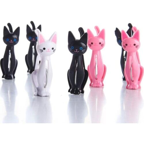 XZJJA 4Pcs Cute Cats Cartoon Plastic Bag Clips Snack Food Bag Sealer Kitchen Gadgets Sealing Machine Portable Clip Alimentaire