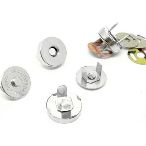 10Set Silver Tone Magnetic Snap Fasteners Clasps Buttons Handbag Purse Wallet Craft Bags Parts Accessories 14mm