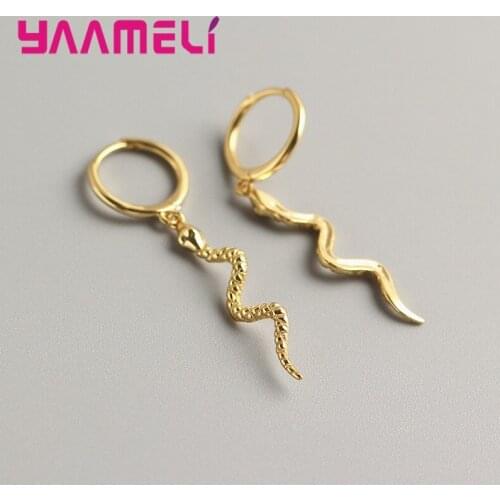 100% Authentic 925 Sterling Silver Jewelry Women Earring Hip Hop Trend Snake Vintage Loop Dangler Pendientes for Hallowmas Party