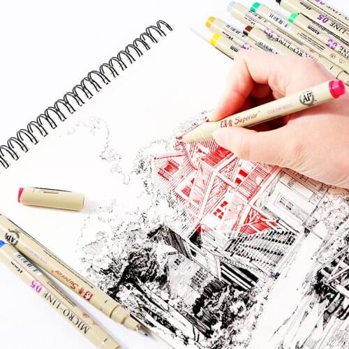 12 Colors Needle Drawing Brush Pen Design Drawing Hook Line Pen Anime Stroke Pen drawing set