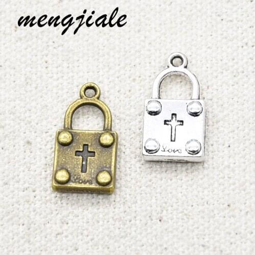 12pcs Wholesale Two Color Vintage Lock Charms Alloy Metal Pendants For DIY Handmade Jewelry Accessories Making 20*11mm
